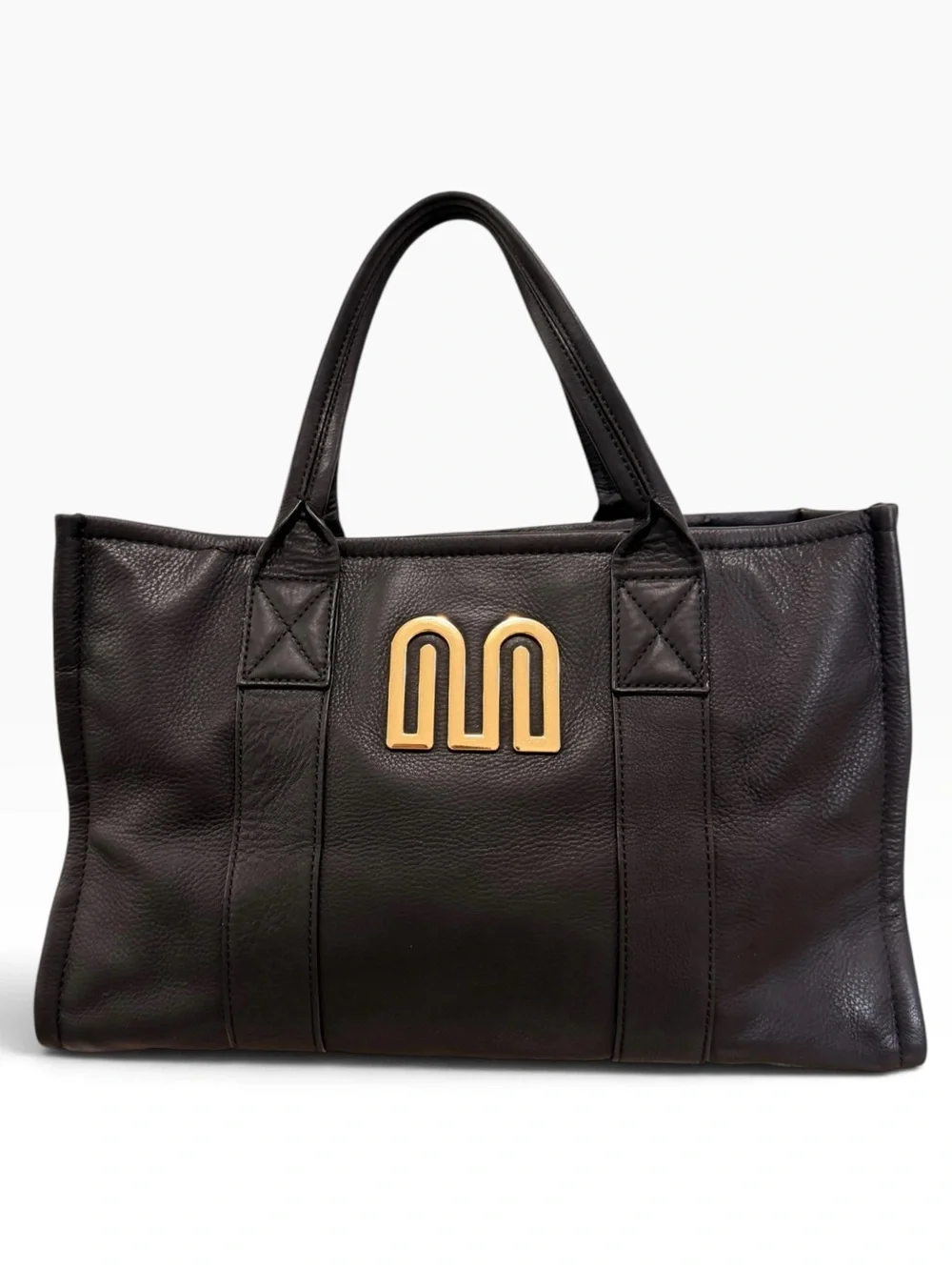Margot New York Amara Large Leather Tote Bag Black Gold